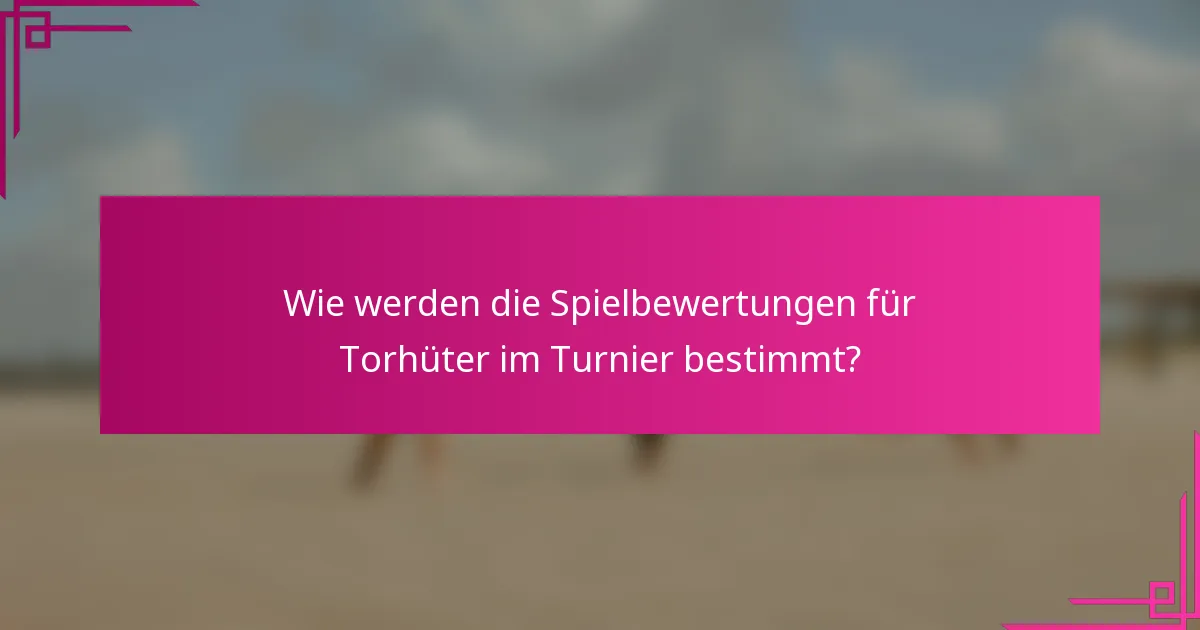 Wie werden die Spielbewertungen für Torhüter im Turnier bestimmt?